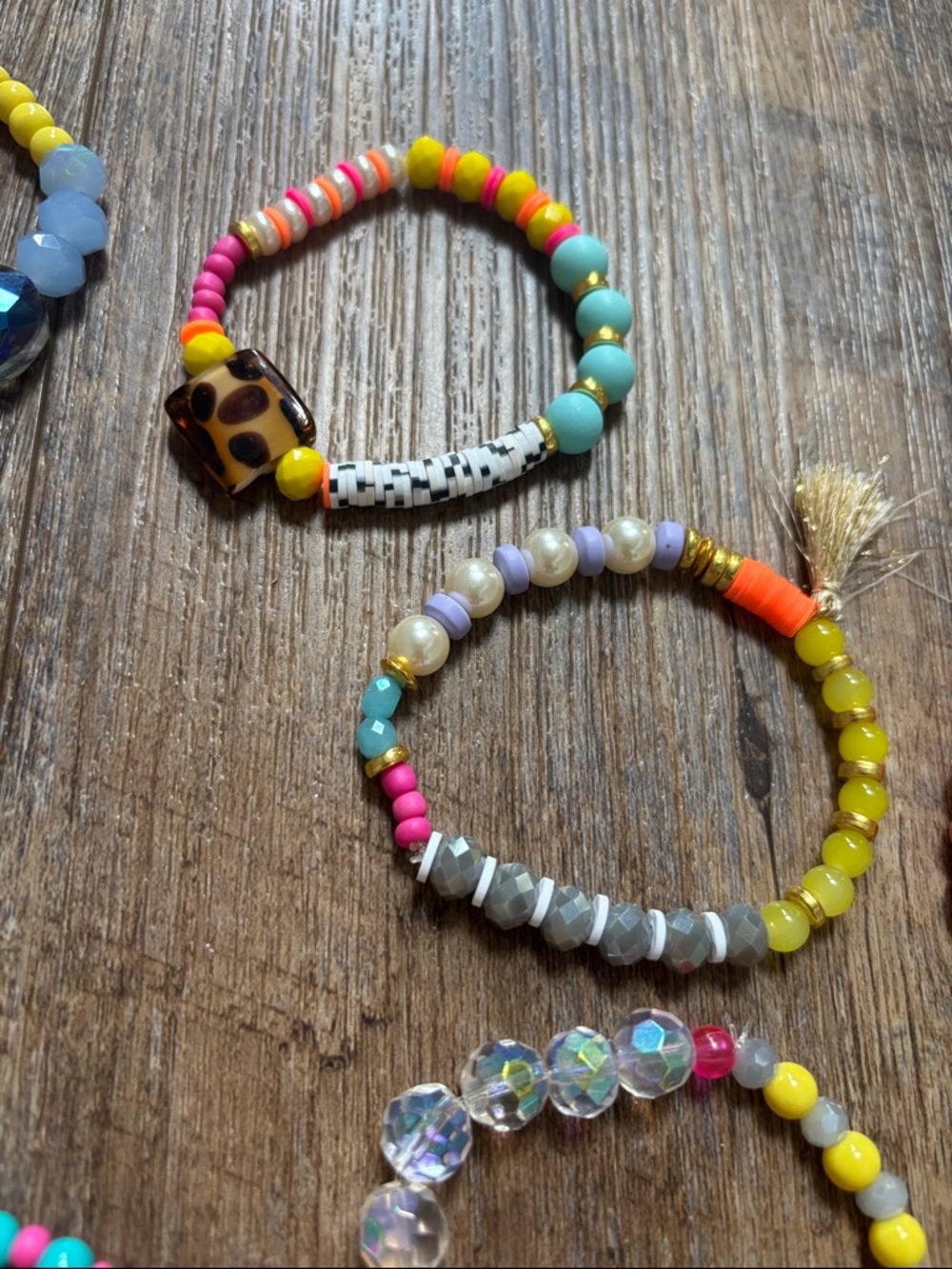 Fun and Flirty Colorful Beaded Stack Bracelet Set of Ten with Tassels - Picture 8 of 9